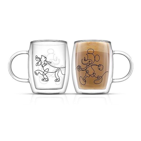 NEW Disney Mickey & Pluto Double Wall Glasses - Picture 3 of 4